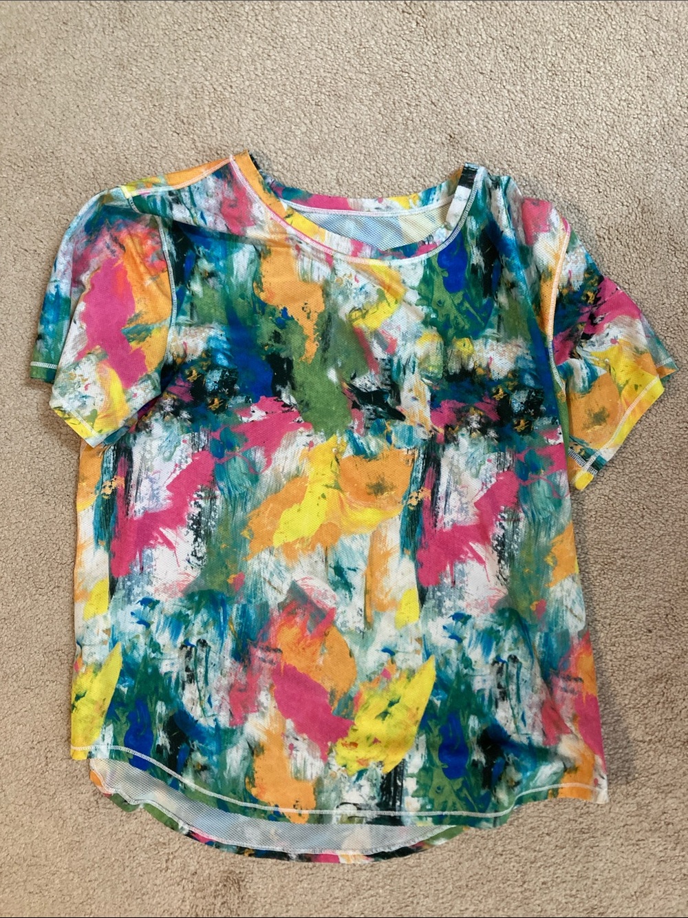 Lululemon Abstract Multicolor Brushstroke Short Sleeve Top